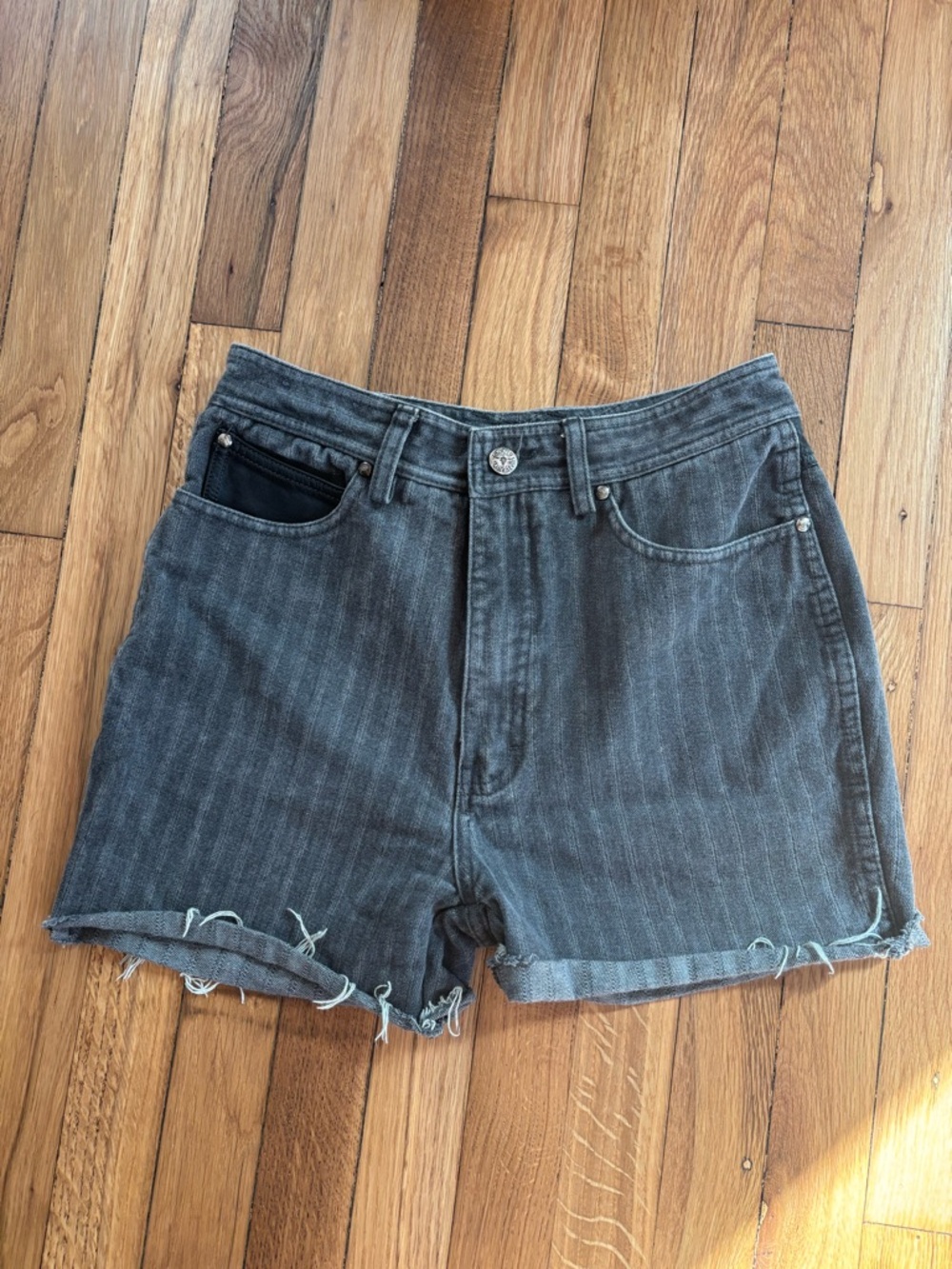 Sergio Valente Black Pinstripe Denim Shorts